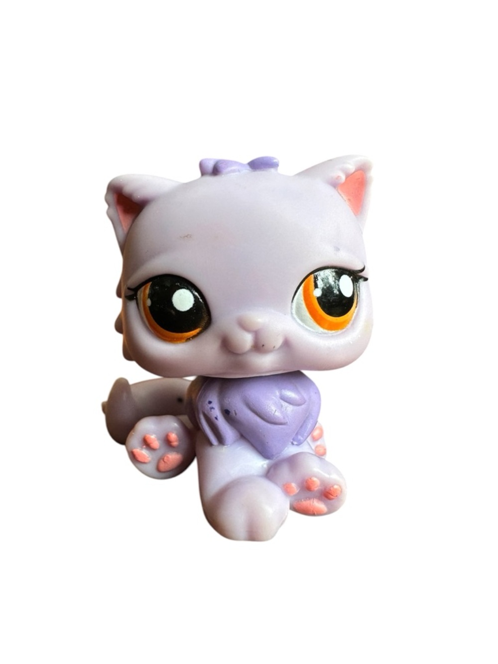 Littlest Pet Shop LPS #1771 Persian Cat Purple Kitten Orange Eyes 2007 Hasbro